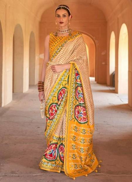 Yellow Colour Suwarna Rewaa New Latest Designer Printed Patola Silk Saree Collection 349 E
